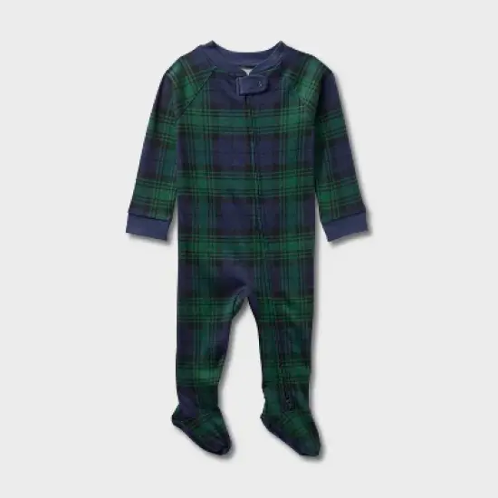 Baby Plaid Ribbed Holiday Matching Family Footed Pajamas - Wondershop&trade; Green image {3}