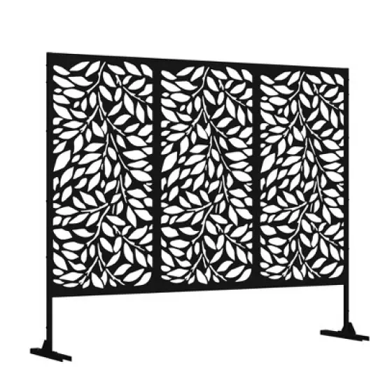 Lirago Black 72 in. Galvanized Metal Outdoor Privacy Screens Garden Outdoor Fence image {8}