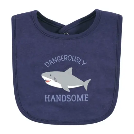 Hudson Baby Infant Boy Cotton Bib and Sock Set, Handsome Shark, One Size image {2}