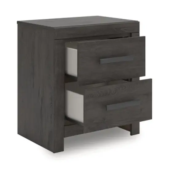 Signature Design by Ashley Prendonea Smooth Gliding 2 Drawer Night Stand, Charcoal image {3}