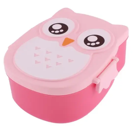Unique Bargains Plastic Cartoon Owl Design 2 Compartments Lunch Box Food Storage Container image {3}