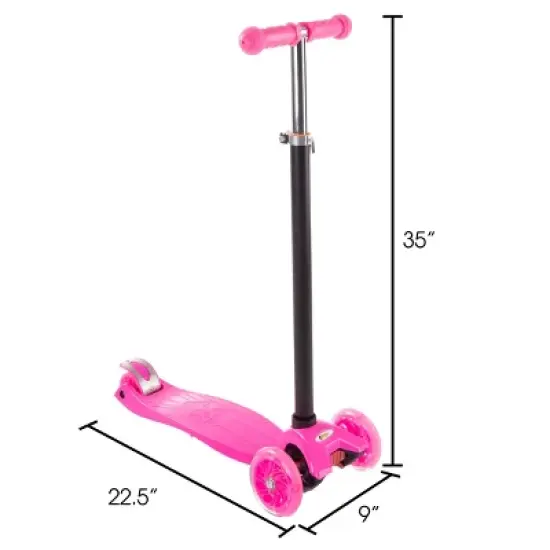 Toy Time Kids Beginner Scooter With Adjustable Height Handlebars and LED Light-Up Wheels  &ndash; Neon Pink image {2}