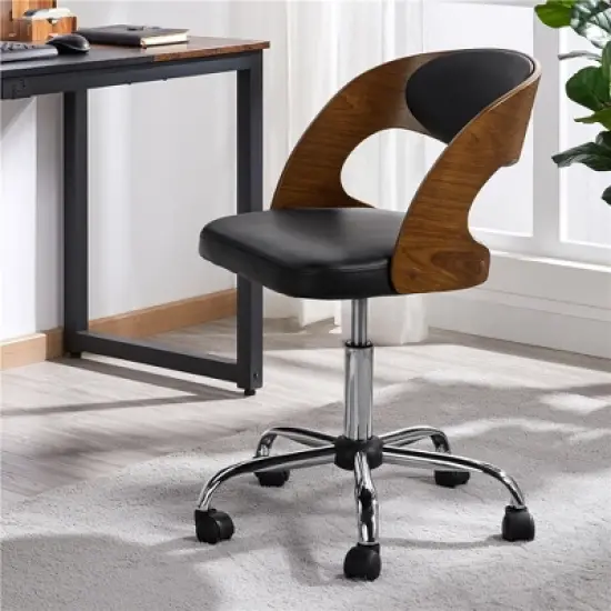 Yaheetech Office Chair Height Adjustable Swivel Desk Chair, Black image {1}