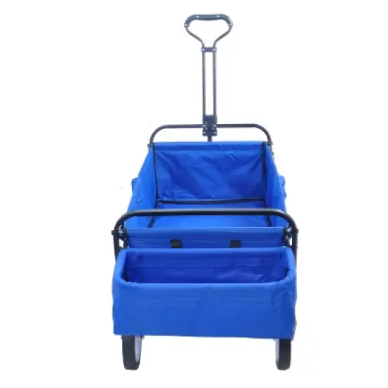 Folding Wagon Garden Shopping Beach Cart (Blue colour) image {4}