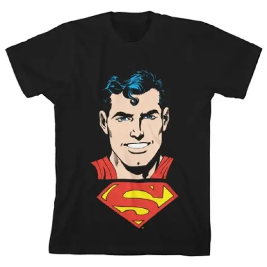 DC Comic Book Superman Black Graphic Tee Shirt Toddler Boy to Youth Boy image {6}