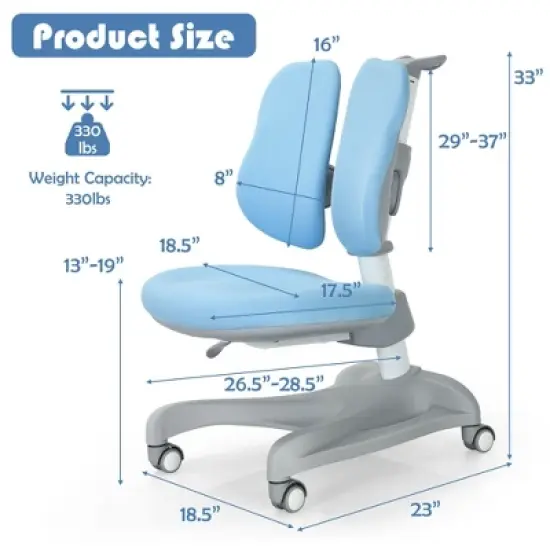 Costway Kids Study Desk Chair Adjustable Height Depth w/Sit-Brake Casters image {1}
