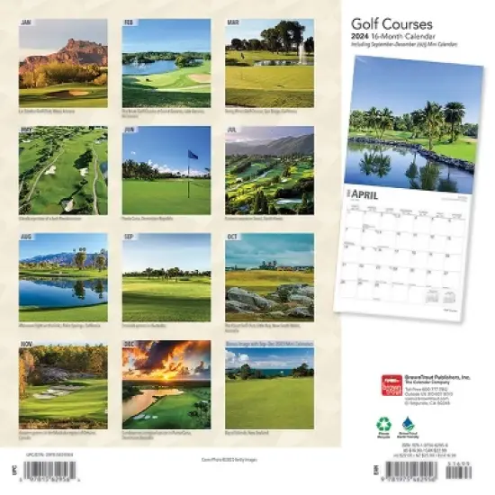 Browntrout 2024 Wall Calendar 12"x12" Golf Courses image {1}