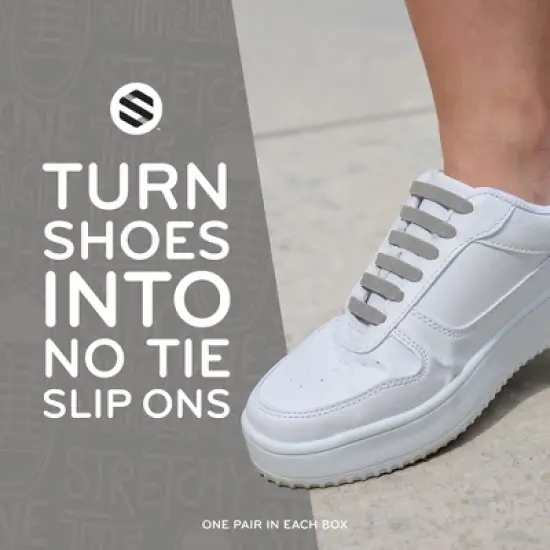 The Original Stretchlace No-Tie Silicone Elastic Shoelaces &ndash; Grey Tieless Shoe Laces (1 Set) image {3}