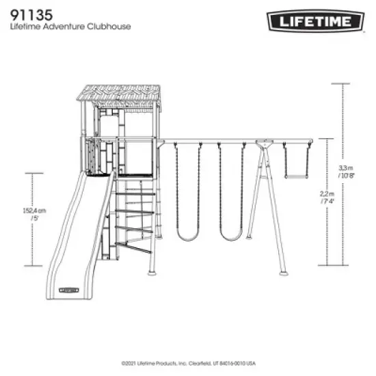 Lifetime Adventure Clubhouse Swing Set with Slide and Trapeze Bar (91135) image {5}