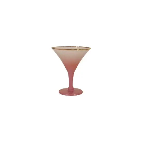 Storied Home 8-Ounce Cocktail Glass with Gold Color Rim, Pink image {1}