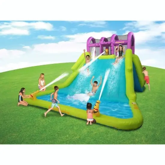 Kahuna Mega Blast Inflatable Backyard Kiddie Pool and Slide Water Park  (2 Pack) image {2}