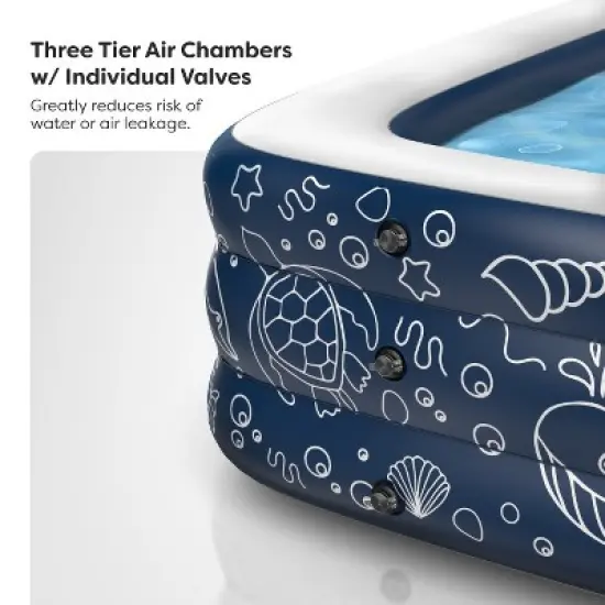 Galvanox Above Ground Inflatable Kiddie Pool Large Size Blow Up Swimming Pools Play Center Kids Children Family Outdoor Garden Backyard 120"x72"x22" image {3}