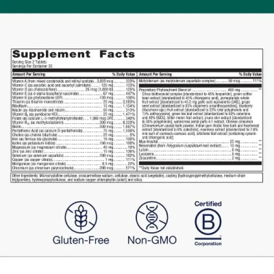 Metagenics PhytoMulti Multivitamin with Iron&mdash;Daily vitamins with phytonutrients, iron, zinc & B6 for men and women&mdash;60 tablets. image {1}