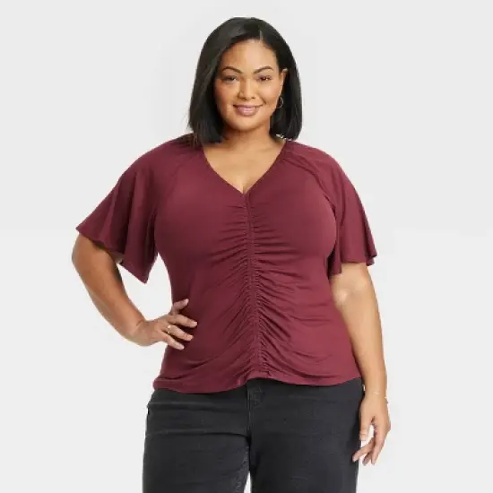 Women's Flutter Short Sleeve Cinched Knit Top - Ava & Viv&trade; image {5}