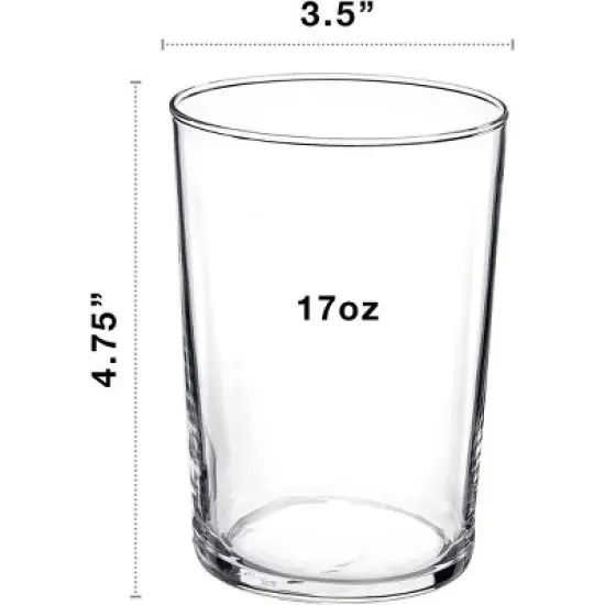 Bormioli Rocco Bodega Glassware, 12-Piece Maxi 17 oz Drinking Glasses For Water, Beverages & Cocktails, Tempered Glass Tumblers, Clear image {1}