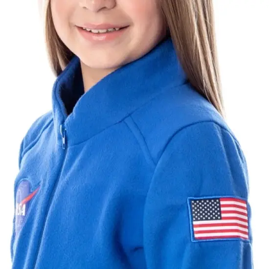 NASA Girls' Meatball Space Suit Astronaut Costume One Piece Pajama Union Suit Blue image {3}