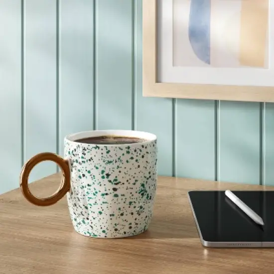 13oz Stoneware Spatter Print Mug Woodsy Green - Room Essentials&trade; image {1}