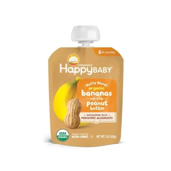 Happy Baby, Happy Family Nutty Blends Organic Banana & Peanut Butter Baby Food Pouch - 3oz image {2}
