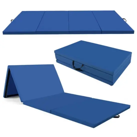 Costway 10' x 4' x 2" 4-Panel Folding Exercise Mat with Carrying Handles for Gym Yoga Black/Blue/Navy/Colorful/Pink&Blue/Pink/Light Pink/Navy image {14}