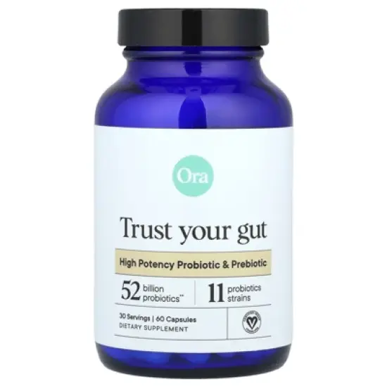 Ora Trust Your Gut, High Potency Probiotic & Prebiotic, 60 Capsules image {2}