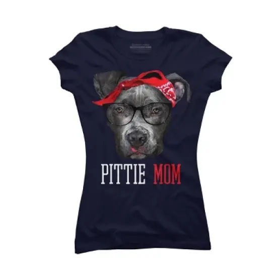 Junior's Design By Humans Mother's Day Pittie Mom Pitbull Dog Lovers By dandingroz T-Shirt image {3}