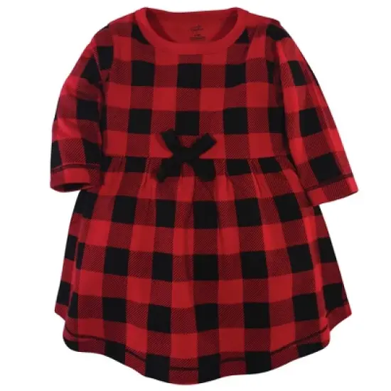 Touched by Nature Big Girls and Youth Organic Cotton Long-Sleeve Dresses 2pk, Buffalo Plaid image {2}