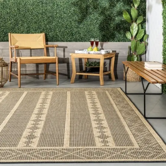 nuLOOM Zina Banded Indoor/Outdoor Patio Area Rug image {7}