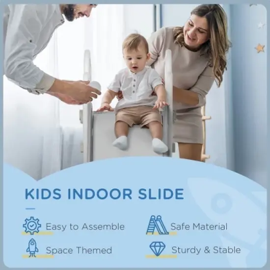 Resenkos Baby Indoor Slide, Kids Indoor Slide for Toddlers Ages 1.5-3, Small Toddler Slide, Space Toy Playset, Gray image {2}