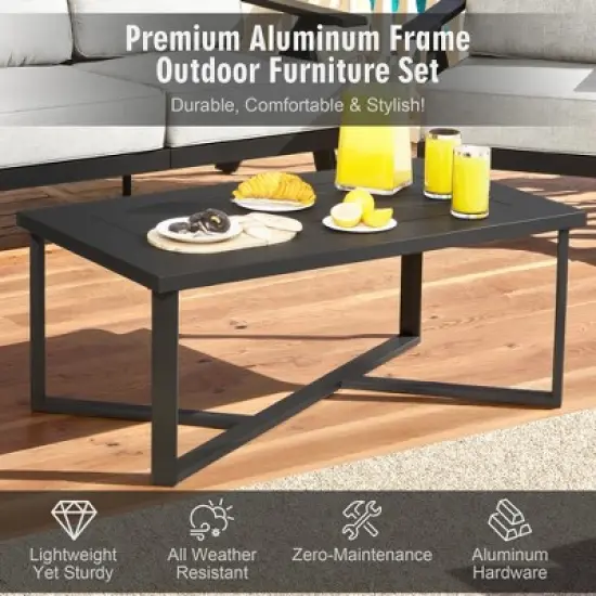 YARDSIGHT 4-Piece Aluminum Outdoor Patio Furniture Set with 3-Seat Couch, 2 Armchairs, and Coffee Table for Backyard, Deck, Poolside image {3}