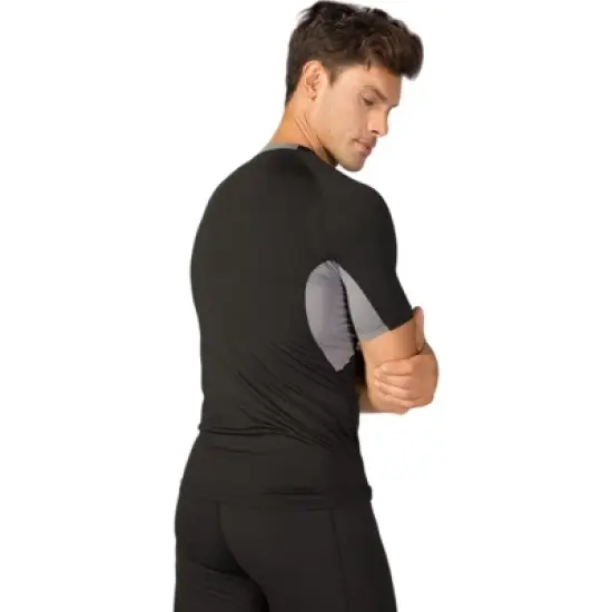 Anna-Kaci Active Men's Fitted Short Sleeve Athletic Shirt with Crew Neck and Color Block Side Panels image {4}