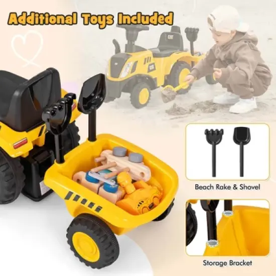 Costway Kids Ride on Tractor Licensed Caterpillar Foot to Floor Sliding Car with Shovel image {6}