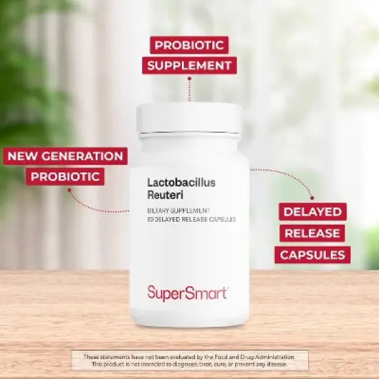Supersmart Lactobacillus Reuteri 5 Billion CFU per Day - Probiotic Supplement | Non-GMO & Gluten Free - 60 DR Capsules image {2}