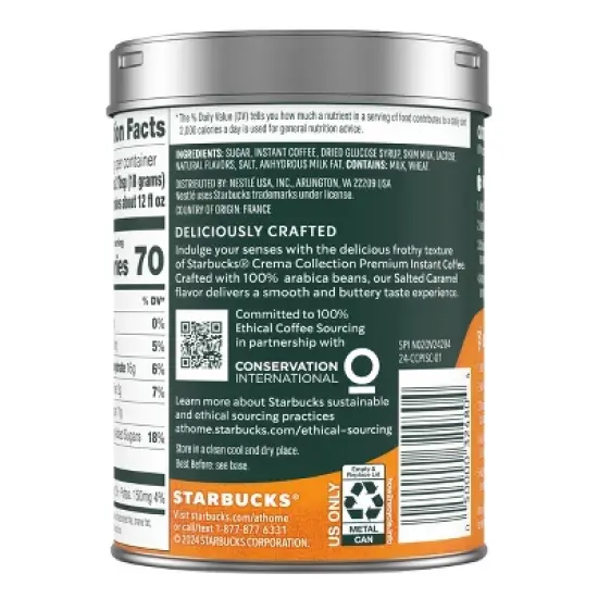 Starbucks Crema Collection Premium Salted Caramel Flavored Instant Coffee - 7.12oz image {8}