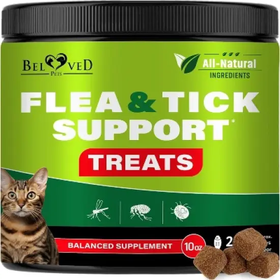 Beloved Pets Flea and Tick Support, Chewable Pils for Cats, Natural Pest Defense Oral Supplement Salmon Flavor 10 OZ - 1 Pack image {7}