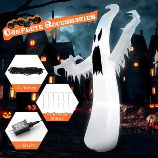 Costway 12ft Halloween Inflatable Ghost Quick Blow up w/LED Lights Outdoor Yard Scary Decoration image {5}