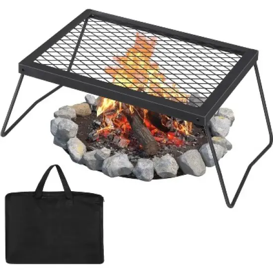 Portable Campfire Grill, Heavy Duty Steel Mesh Grate and Roasting Pan, Foldable image {7}