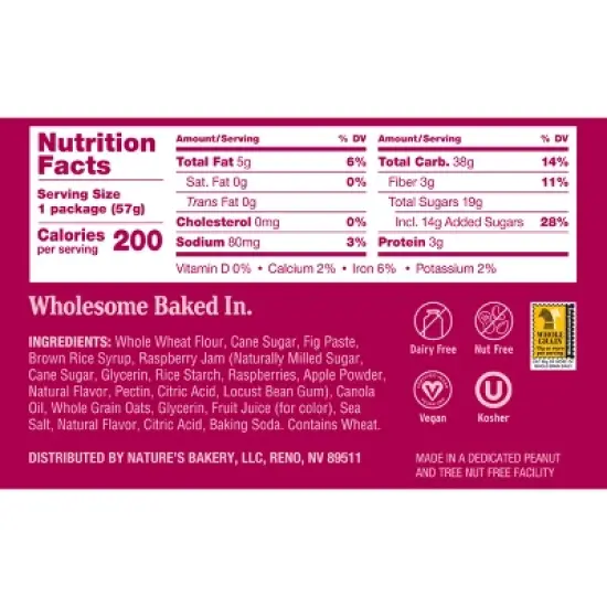 Nature's Bakery Raspberry Fig Bar - 12oz/6ct image {1}