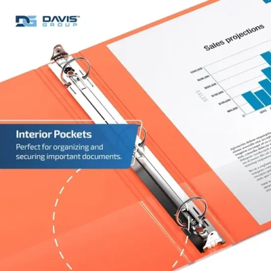 Davis Group 6pk 2" Premium Economy Round Ring Binders Orange: Hard Cover, 400 Sheet Capacity, 2 Pockets, Polypropylene image {5}
