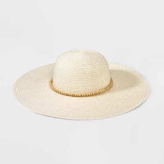 Wide Brim Straw with Beads Floppy Hat - A New Day&trade; image {3}