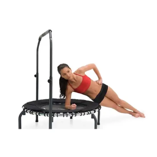JumpSport 220 In Home Cardio Fitness Rebounder - Mini Trampoline with Handle Bar Accessory, Premium Bungees and Workout DVD image {3}