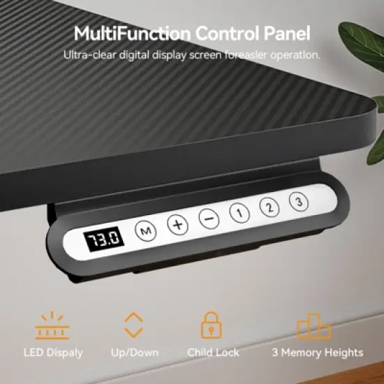 GTRACING Electric Standing Desk, Adjustable Height Dual Motor Lift Desk, Home Office Gaming Desk Black image {4}