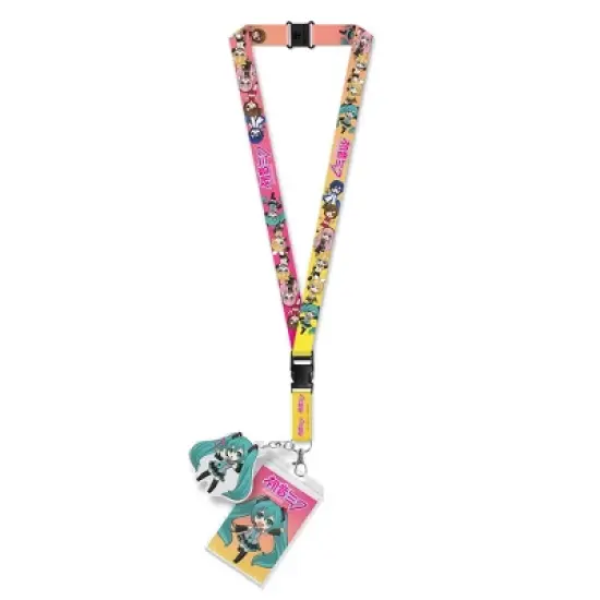 Hatsune Miku Lanyard ID Badge Holder Crypton Voice Breakaway Lanyard w/ Acrylic Charm image {3}