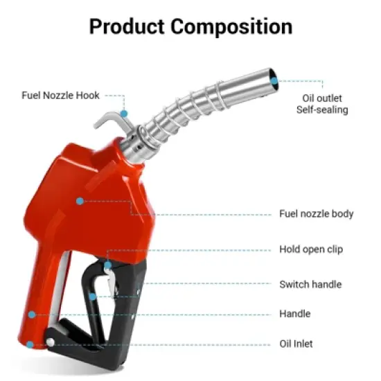 Mojgar Automatic Fuel Nozzles 3/4", Auto Shut Off Fuel Transfer Nozzle with 360&deg; Swivel Joint, Hook,13/16"(OD=20mm) Spout image {5}