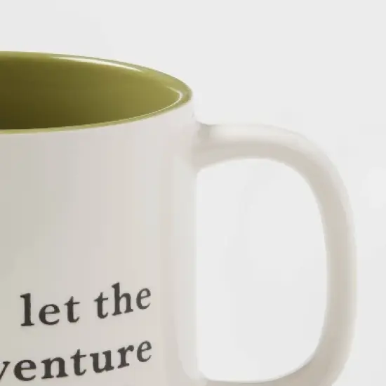 16oz Stoneware Let the Adventure Begin Mug Moss - Threshold&trade;: Traditional Dark Green Coffee Mug, Dishwasher & Microwave Safe image {2}