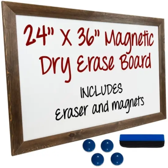Excello Global Products Rustic Wooden Magnetic Dry Erase Whiteboard, 24"x36" image {6}