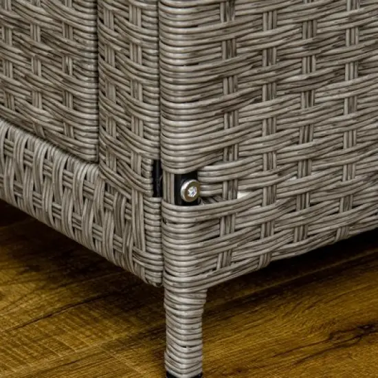 PawHut Rattan Dog Crate Dog Kennel Furniture with Lockable Door and Soft Washable Cushion for Small Sized Dogs, Gray image {5}