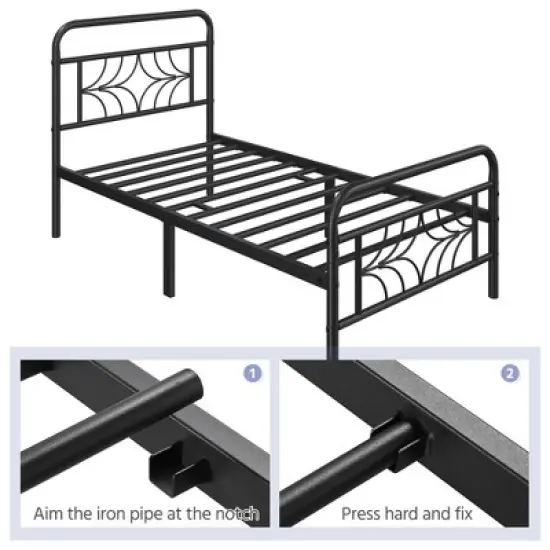Yaheetech Modern Metal Platform Bed with Headboard image {5}