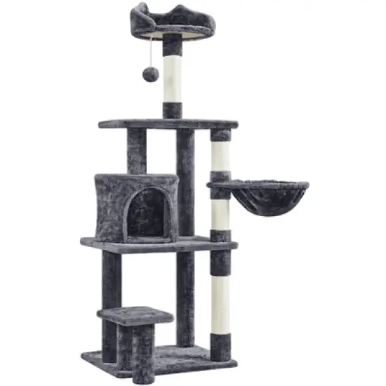 Yaheetech 57" Multi Level Cat Tower Tall Cat Tree with Basket & Condo & Scratching Post image {7}
