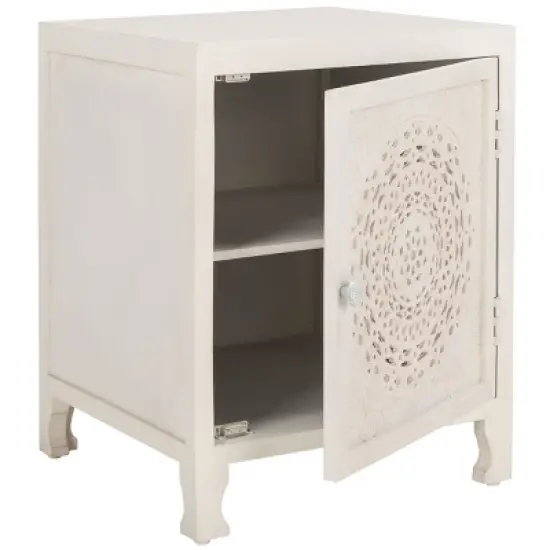 Regius 2 Shelf 1 Door Nightstand - NST5305 - White Washed - Safavieh image {2}
