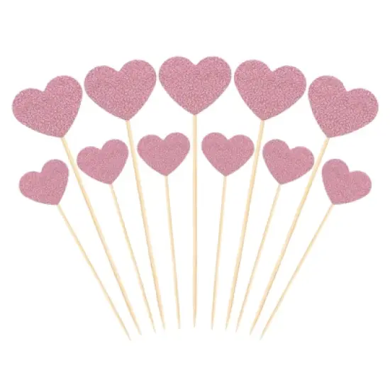 Unique Bargains Wedding Engagement Birthday Decoration Heart Shape Cupcake Toppers Picks 50 Pcs image {13}